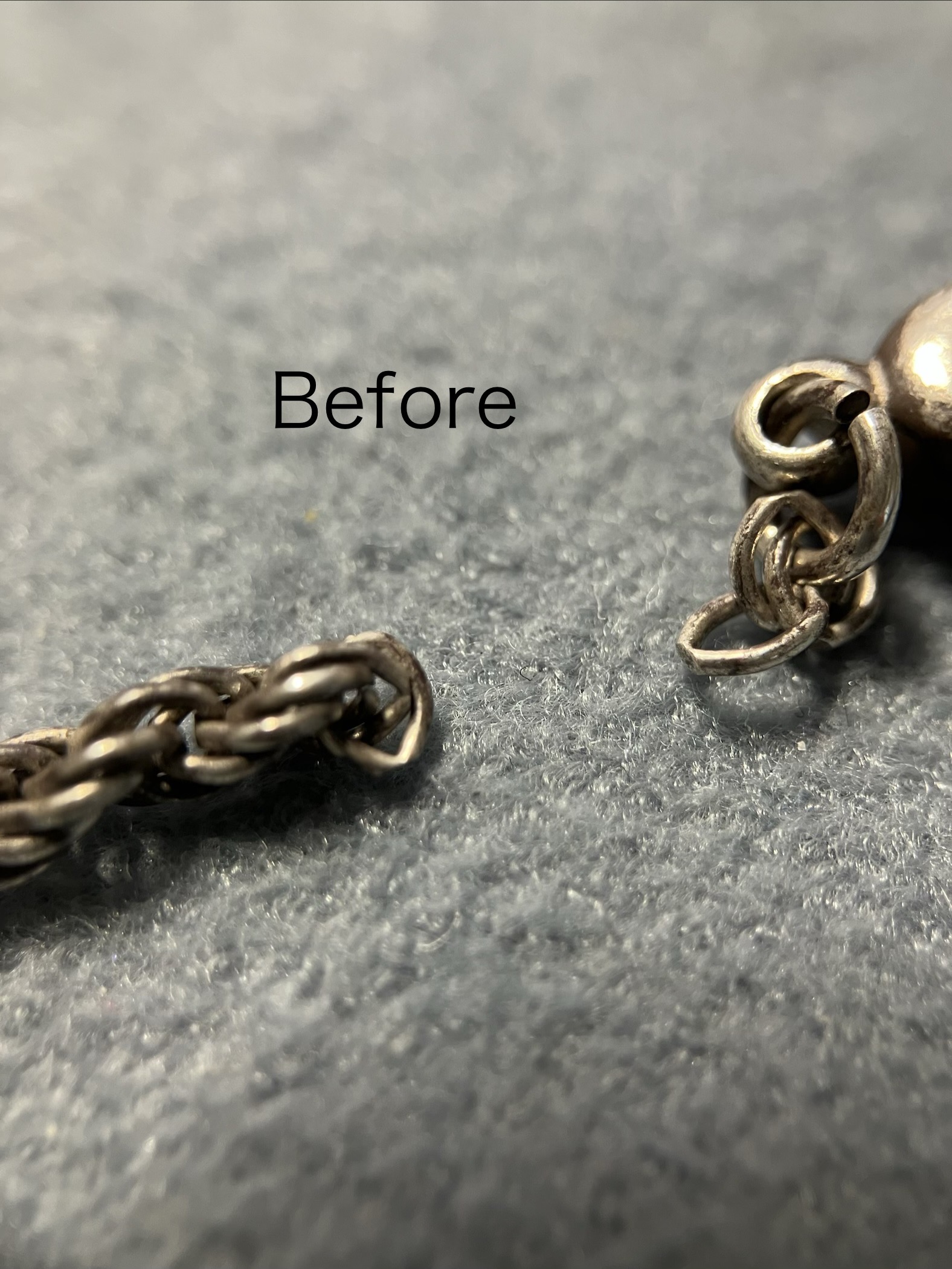シルバーネックレス切れ修理 Before アップ